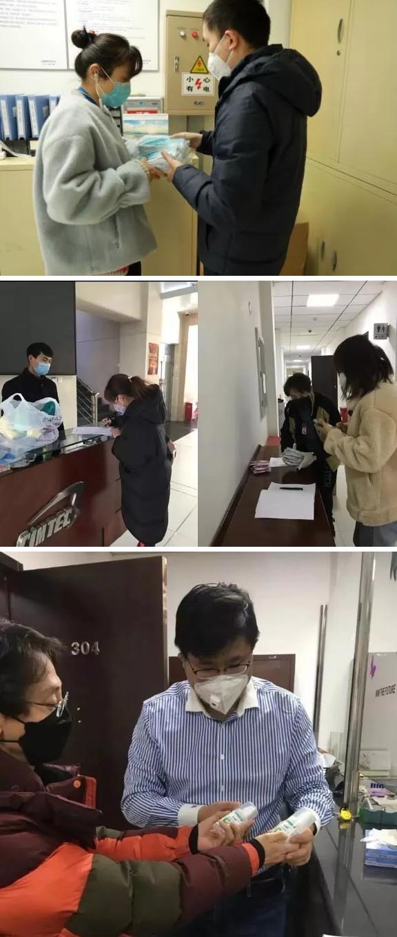 發(fā)放防護物資：口罩、手套、消毒液、洗手液